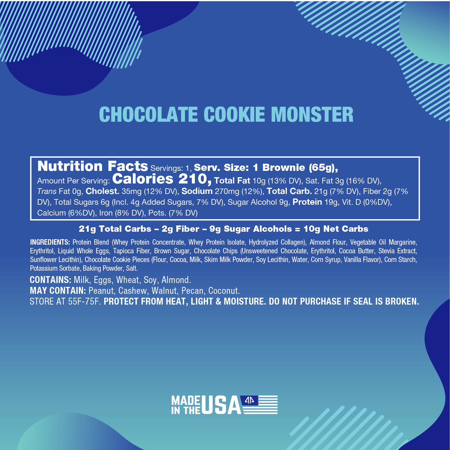 Prime Bites - Protein Brownie - Chocolate Cookie Monster - Nutritional Facts